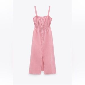 Zara bubble gum pink maxi dress with a small slit💕💗💞💓🌸